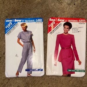 Vintage 1988 butterick sewing patterns 2pc lot